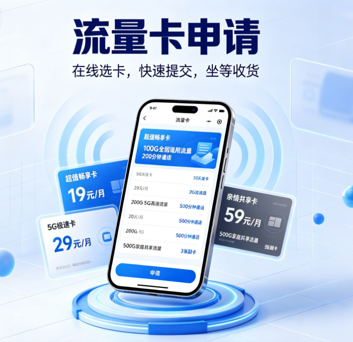 流量卡申请平台示意